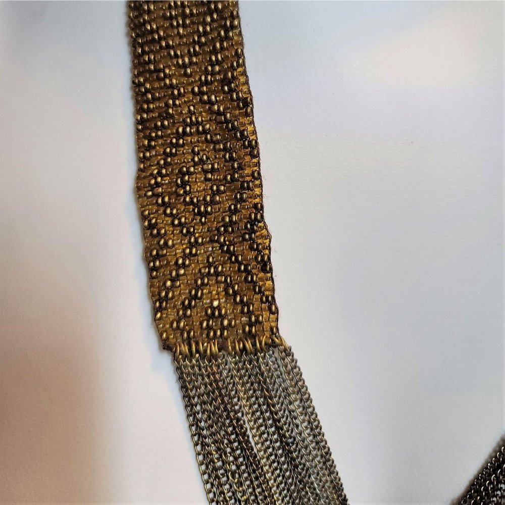 Elegant Hand Woven Seed Bead & Chain Necklace - Picture 4 of 8